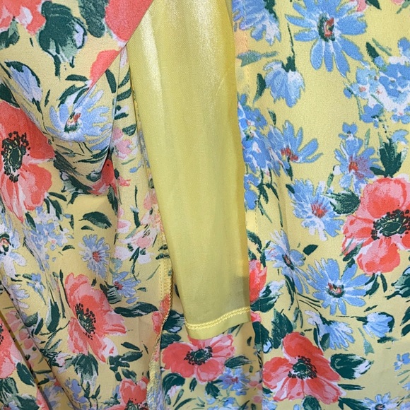 Sienna Sky Butter Yellow Floral Midi Dress | Boho Spring | Coral Blue Medium - Picture 5 of 10